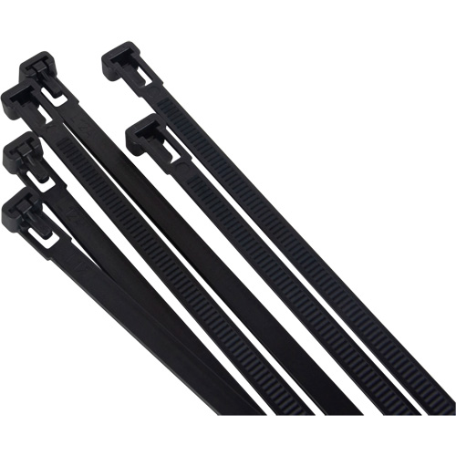 Attache-c&acirc;ble r&eacute;utilisable, Longueur 8", R&eacute;sistance &agrave; la traction 50 lb, Noir Nuna Depot Inc.