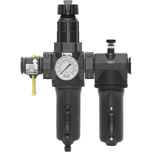 Filtre + r&eacute;gulateur + lubrificateur &agrave; drain manuel avec bol standard et manom&egrave;tre Modulair 400, 3/4" NPT Nuna Depot Inc.
