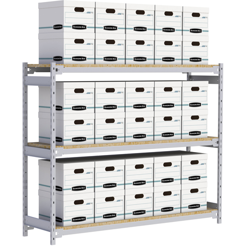 Wide Span Record Storage Shelving, Steel, 3 Shelves, 72" W x 18" D x 60" H Nuna Depot Inc.