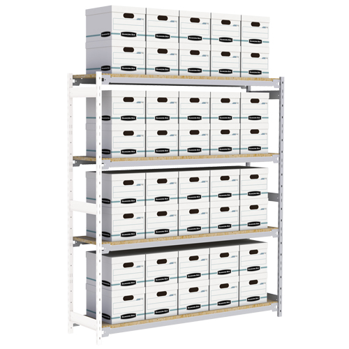 Wide Span Record Storage Shelving, Steel, 4 Shelves, 72" W x 18" D x 84" H, Add-On Kit Nuna Depot Inc.