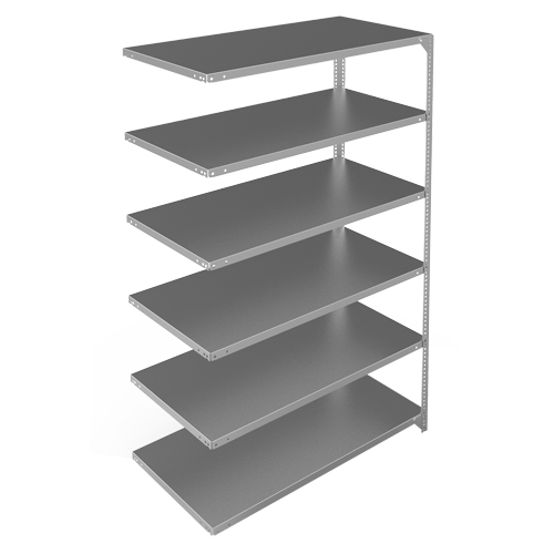 Shelving Unit, Galvanized Steel, Slotted Angle, Add-On, 48" W x 72" H x 24" D Nuna Depot Inc.