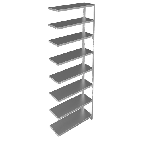 Shelving Unit, Galvanized Steel, Slotted Angle, Add-On, 36" W x 96" H x 15" D Nuna Depot Inc.