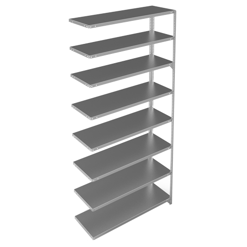 Shelving Unit, Galvanized Steel, Slotted Angle, Add-On, 48" W x 96" H x 15" D Nuna Depot Inc.
