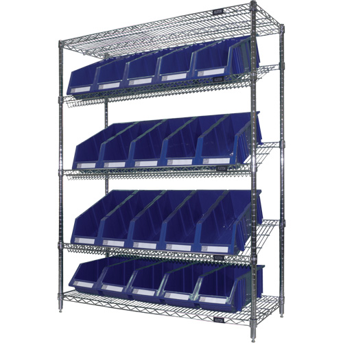 &eacute;tag&egrave;re en treillis m&eacute;tallique &agrave; tablettes inclin&eacute;es avec bacs, Tiers 5, 48" la x 63" h x 18" p Nuna Depot Inc.