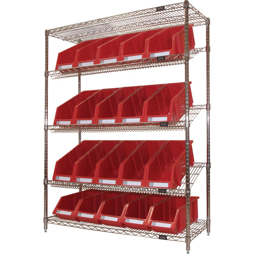 &eacute;tag&egrave;re en treillis m&eacute;tallique &agrave; tablettes inclin&eacute;es avec bacs, Tiers 5, 48" la x 63" h x 18" p Nuna Depot Inc.