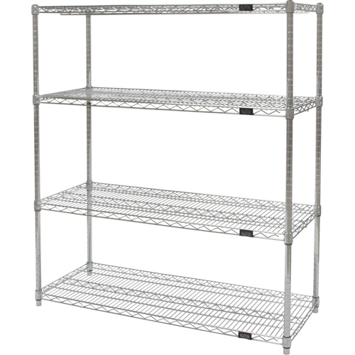 Heavy-Duty Chromate Wire Shelving, 4 Tiers, 30" W x 54" H x 18" D Nuna Depot Inc.