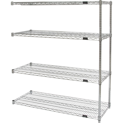 Heavy-Duty Chromate Wire Shelving, Add-On Kit, 4 Tiers, 30" W x 54" H x 14" D Nuna Depot Inc.