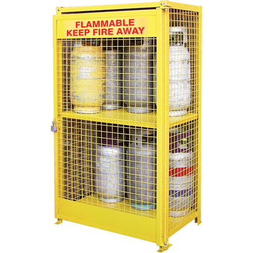Gas Cylinder Cabinets, 12 Cylinder Capacity, 44" W x 30" D x 74" H, Yellow Nuna Depot Inc.