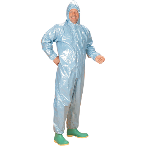 Combinaison &agrave; capuchon de 0,5 mils en tissu r&eacute;sistant aux flammes et aux produits chimiques, Moyen, Bleu, Tissu ignifug&eacute; Nuna Depot Inc.