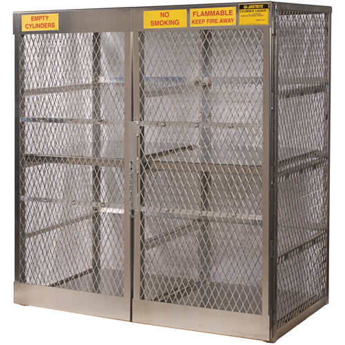 Aluminum LPG Cylinder Locker Storage, 16 Cylinder Capacity, 60" W x 32" D x 65" H, Silver Nuna Depot Inc.