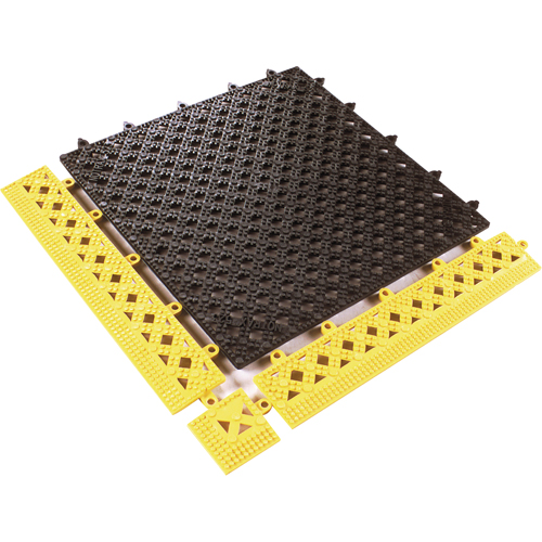 TAPIS MODULAIRE LOK-TYLE 12"X12" JAUNE NOIR, Vinyle, 1' la c, 1' lo, 9/16" &eacute;paisseur, Noir Nuna Depot Inc.