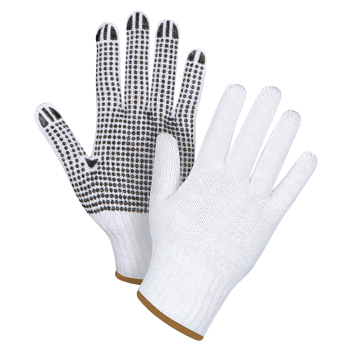 Gants tricot&eacute;s &agrave; pois, Poly/coton, Un c&ocirc;t&eacute;, Calibre 7, Grand Nuna Depot Inc.