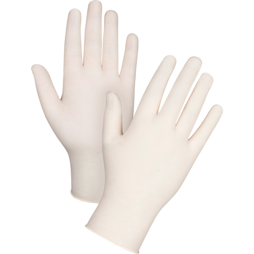 Gants d'examen de premi&egrave;re qualit&eacute; pour peau sensible, Moyen, Latex, 4 mils, Poudr&eacute;s, Naturel Nuna Depot Inc.