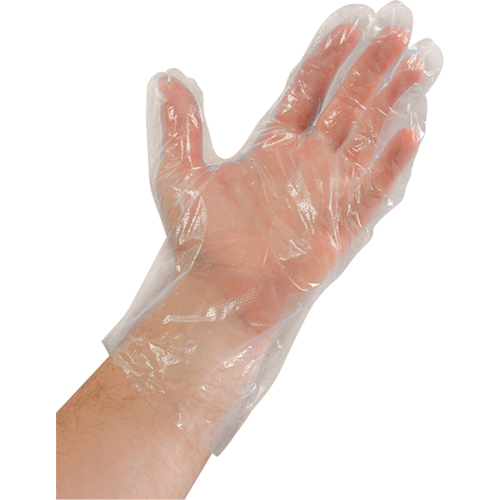 Disposable Gloves, Large, Polyethylene, 0.02-mil, Powder-Free, Clear Nuna Depot Inc.