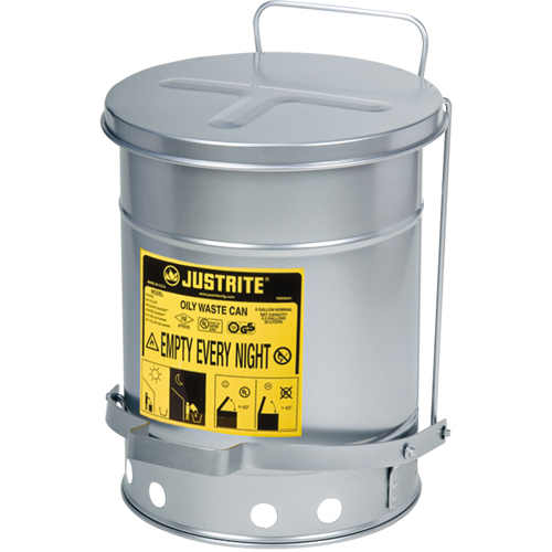Oily Waste Cans, FM Approved/UL Listed, 6 US Gal., Silver Nuna Depot Inc.