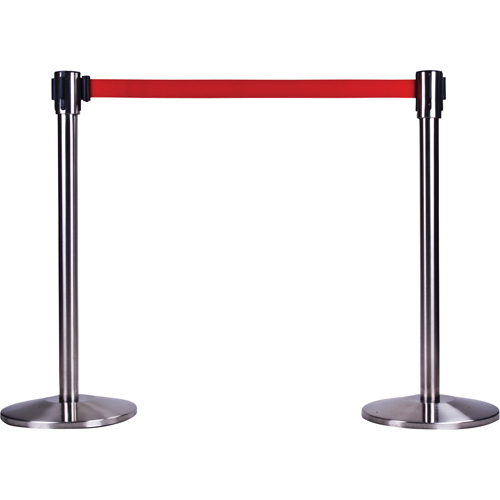 Barri&egrave;res sur pieds pour le contr&ocirc;le des foules, Acier, 35" h, Ruban Noir, Longueur du ruban 7' Nuna Depot Inc.