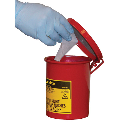 Mini bidons pour d&eacute;chets huileux pour dessus d'&eacute;tabli, Homologu&eacute; FM, 0,45 gal. US, Rouge Nuna Depot Inc.