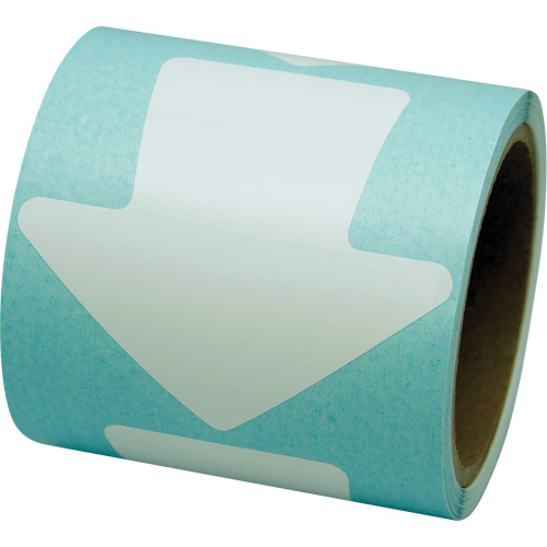 D&eacute;calcomanie en couleur pour le marquage des planchers, Fl&egrave;che, 4" lo x 4" la, Blanc, Vinyle Nuna Depot Inc.