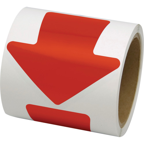 D&eacute;calcomanie en couleur pour le marquage des planchers, Fl&egrave;che, 4" lo x 4" la, Rouge, Vinyle Nuna Depot Inc.