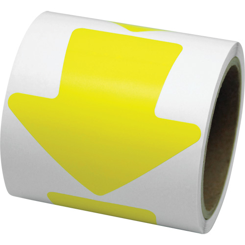 D&eacute;calcomanie en couleur pour le marquage des planchers, Fl&egrave;che, 4" lo x 4" la, Jaune, Vinyle Nuna Depot Inc.