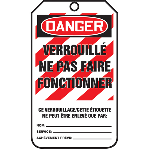 &eacute;tiquettes de verrouillage, Papier cartonn&eacute;, 3-1/8" la x 5-7/8" h, Français Nuna Depot Inc.