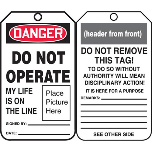 &eacute;tiquettes de s&eacute;curit&eacute;, Plastique, 3-3/8" la x 5-3/4" h, Anglais Nuna Depot Inc.