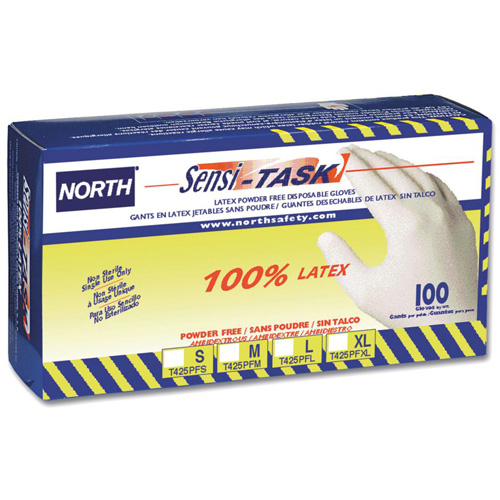 North&reg; Sensi-Task Disposable Gloves, Small, Latex, 5-mil, Powder-Free, White Nuna Depot Inc.