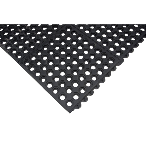 Anti-Fatigue Link Matting, Honeycomb, 3' x 3' x 1/2", Black, Natural Rubber Nuna Depot Inc.