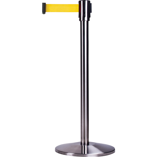 Free-Standing Crowd Control Barrier, Steel, 35" H, Yellow Tape, 12' Tape Length Nuna Depot Inc.