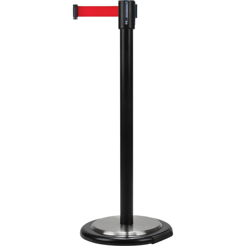Free-Standing Crowd Control Barrier, Steel, 35" H, Red Tape, 7' Tape Length Nuna Depot Inc.