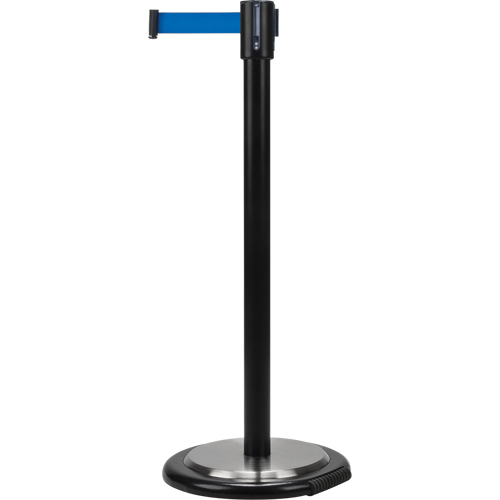 Free-Standing Crowd Control Barrier, Steel, 35" H, Blue Tape, 7' Tape Length Nuna Depot Inc.