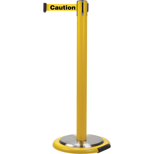 Free-Standing Crowd Control Barrier, Steel, 35" H, Yellow Tape, 7' Tape Length Nuna Depot Inc.