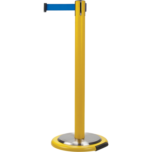 Free-Standing Crowd Control Barrier, Steel, 35" H, Blue Tape, 7' Tape Length Nuna Depot Inc.