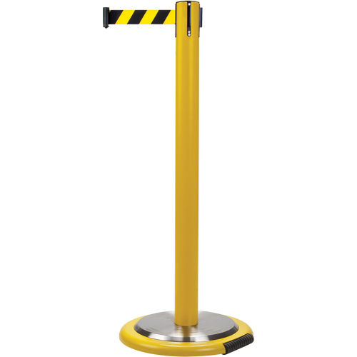 Barri&egrave;res sur pieds pour le contr&ocirc;le des foules, Acier, 35" h, Ruban Noir/Jaune, Longueur du ruban 7' Nuna Depot Inc.
