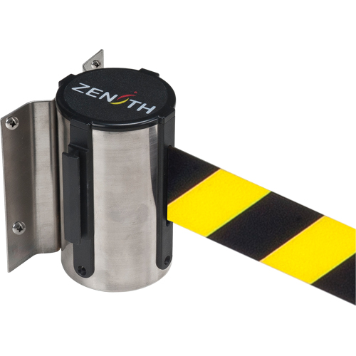 Wall Mount Barrier, Steel, Screw Mount, 7', Black/Yellow Tape Nuna Depot Inc.