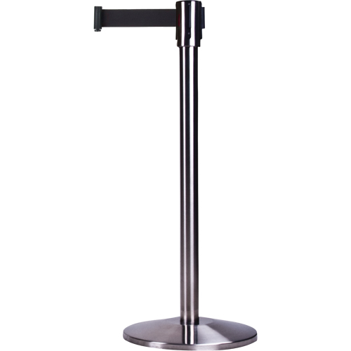 Free-Standing Crowd Control Barrier, Steel, 35" H, Black Tape, 12' Tape Length Nuna Depot Inc.