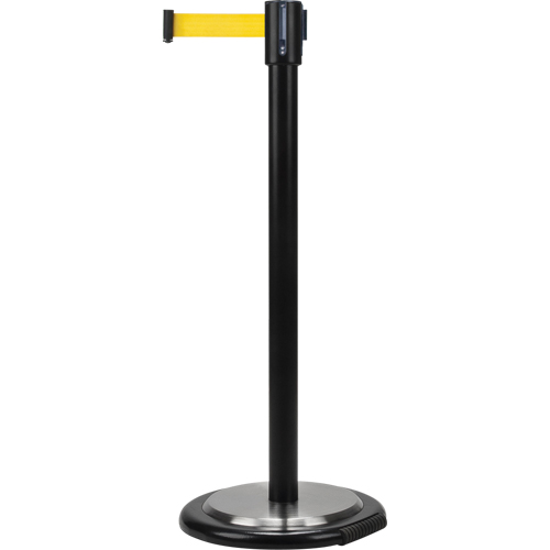 Free-Standing Crowd Control Barrier, Steel, 35" H, Yellow Tape, 12' Tape Length Nuna Depot Inc.