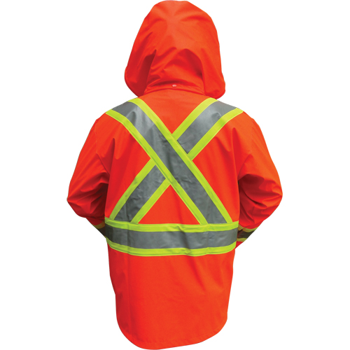 Hi-Vis FR/PU Safety Rain Jackets, Small, High Visibility Orange Nuna Depot Inc.