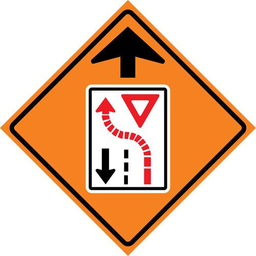Yield Ahead Roll-Up Traffic Sign, 29-1/2" x 29-1/2", Vinyl, Pictogram Nuna Depot Inc.