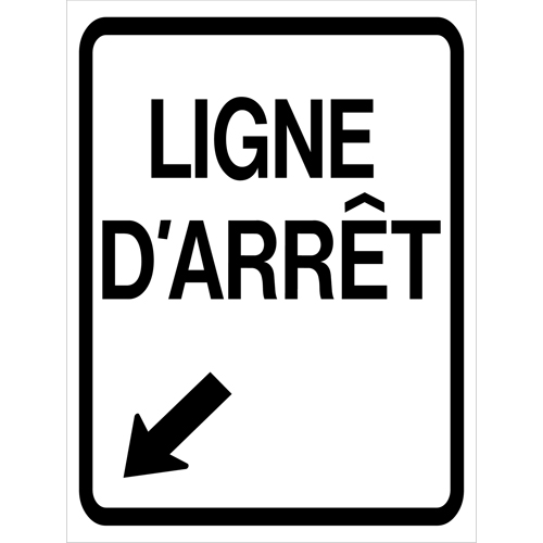 Enseigne enroulable de circulation  Ligne d'Arr&ecirc;t , 23-3/5" x 29-1/2", Vinyle, Français avec pictogramme Nuna Depot Inc.