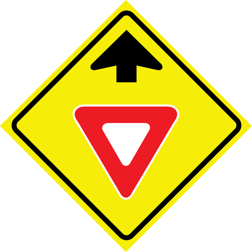 Enseigne enroulable de circulation  Yield Ahead , 36" x 36", Vinyle, Pictogramme Nuna Depot Inc.