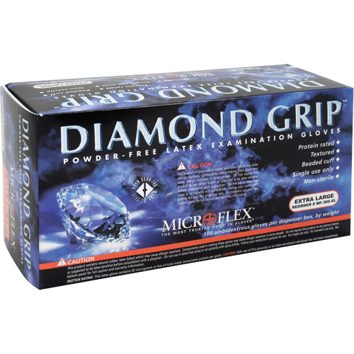 Diamond Grip Examination Gloves, X-Small, Latex, 8 mils, Powder-Free, Natural, Class 2 Nuna Depot Inc.