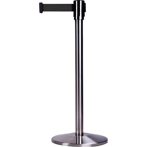 Free-Standing Crowd Control Barrier, Steel, 35" H, Black Tape, 7' Tape Length Nuna Depot Inc.