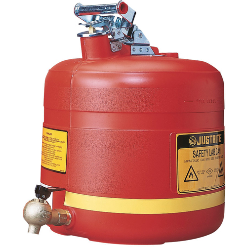 Bidon avec robinet s&eacute;curitaires pour laboratoires, Type I, Acier, 5 gal. US, Rouge, Homologu&eacute; FM Nuna Depot Inc.
