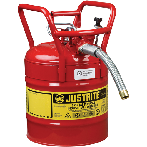Bidons s&eacute;curitaires D.O.T. de AccuFlow, Type II, Acier, 5 gal. US, Rouge, Homologu&eacute; FM Nuna Depot Inc.