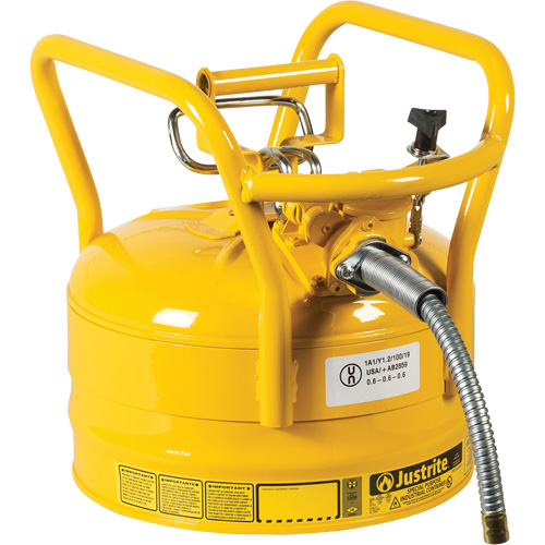 Bidons s&eacute;curitaires D.O.T. de AccuFlow, Type II, Acier, 2,5 gal. US, Jaune, Homologu&eacute; FM Nuna Depot Inc.