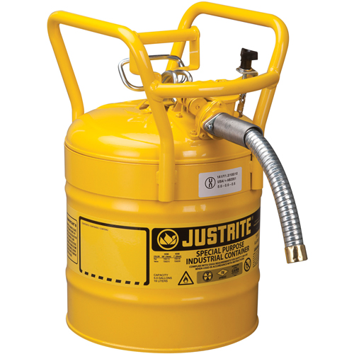 D.O.T. AccuFlow Safety Cans, Type II, Steel, 5 US gal., Yellow, FM Approved Nuna Depot Inc.