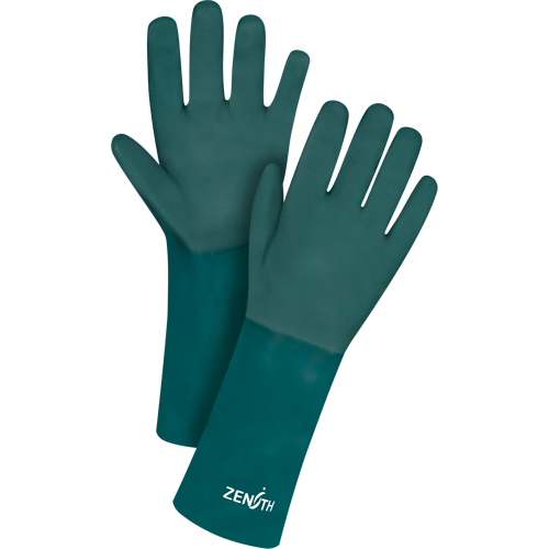 Double Dipped Green Gloves, 14" L, PVC, Cotton Jersey Inner Lining, 70-mil Nuna Depot Inc.