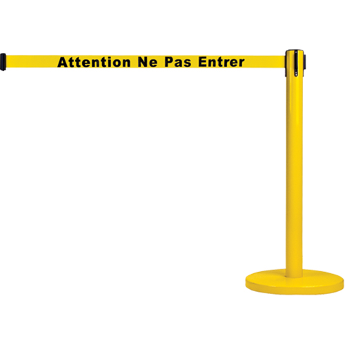 Free-Standing Crowd Control Barrier, Steel, 35" H, Yellow Tape, 7' Tape Length Nuna Depot Inc.