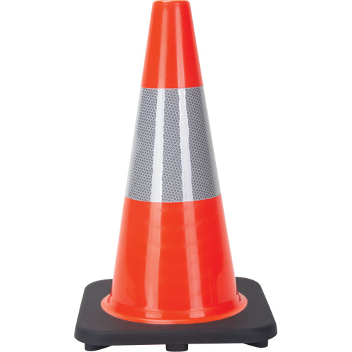 C&ocirc;ne de signalisation, 18", Orange, Bande(s) r&eacute;fl&eacute;chissante(s) 6" Nuna Depot Inc.